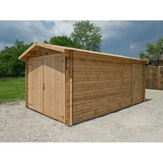 18f3782809394e6586e2d8923c3dc405 Abri cloisonné en bois 15m² MODERNE traité marron 40mm Gardy Shelter | Livraison rapide