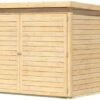 Abri à vélos en bois brut 4,6m² avec kit solaire - pour 4 vélos - Karibu