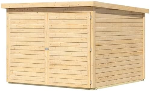 Abri à vélos en bois brut 4,6m² avec kit solaire - pour 4 vélos - Karibu
