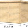 Abri à vélos en bois brut 4,6m² avec kit solaire - pour 4 vélos - Karibu