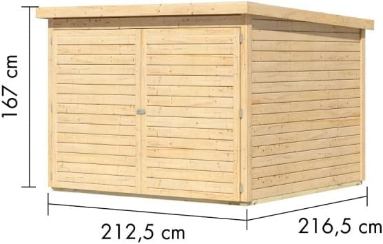 Abri à vélos en bois brut 4,6m² avec kit solaire - pour 4 vélos - Karibu