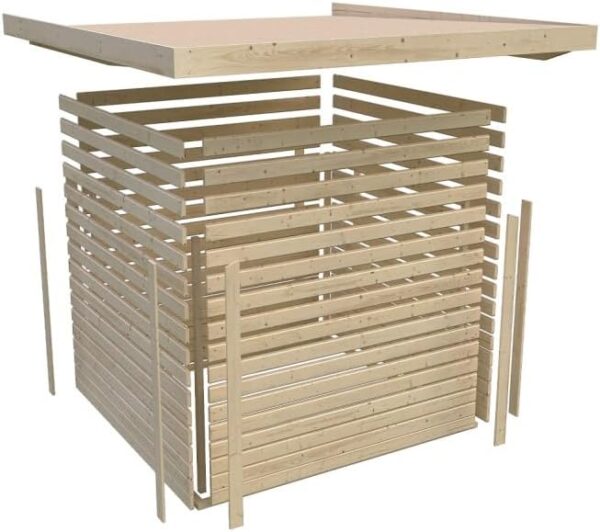 Abri à vélos en bois brut 4,6m² avec kit solaire - pour 4 vélos - Karibu