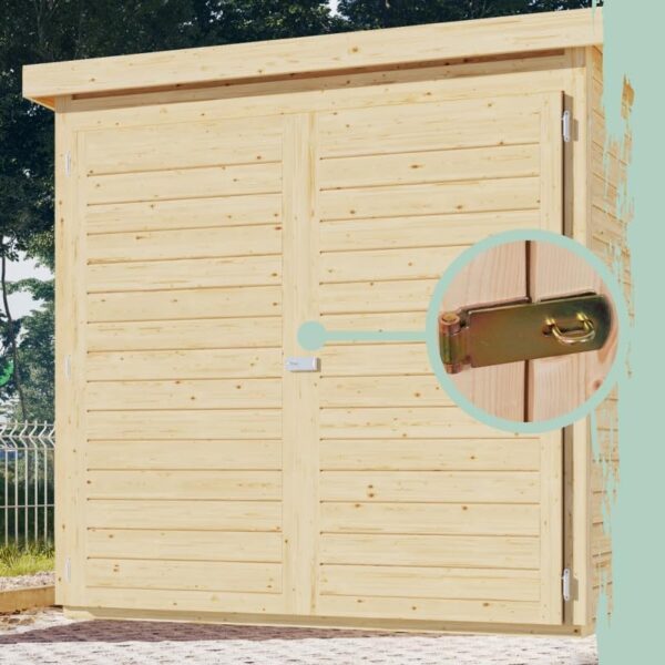 Abri à vélos en bois brut 4,6m² avec kit solaire - pour 4 vélos - Karibu