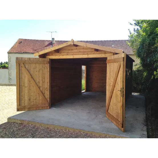 63a6f656849348b4b2e52b4f9a1de191 Abri cloisonné en bois 15m² MODERNE traité marron 40mm Gardy Shelter | Livraison rapide