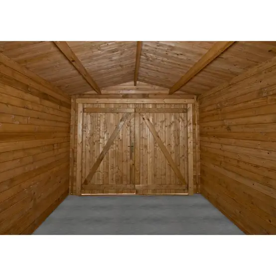 9a0bf6b7d58d47ce883e10b23b33aa4d Abri cloisonné en bois 15m² MODERNE traité marron 40mm Gardy Shelter | Livraison rapide