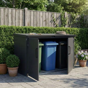 abri-3-poubelles-en-acier-galvanise-kosto-monopente-gris-fonce-kit-d-ancrage-x-metal Abri 3 poubelles en acier galvanisé Kosto monopente gris foncé + kit d'ancrage - X-Métal