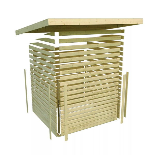 abri-a-velos-en-bois-brut-34m-pour-3-velos-karibu (8) Abri à vélos en bois gris terre 3,4m² avec kit solaire - pour 3 vélos - Karibu