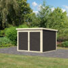 abri-a-velos-en-bois-gris-terre-46m-pour-4-velos-karibu (1) Abri à vélos en bois gris terre 4,6m² avec kit solaire - pour 4 vélos - Karibu