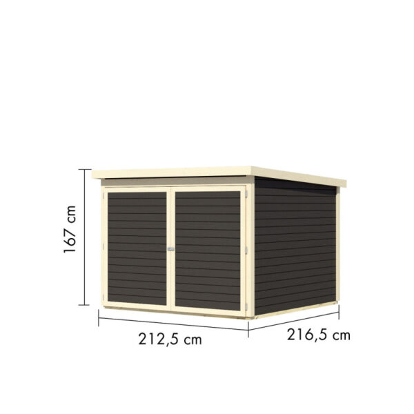 abri-a-velos-en-bois-gris-terre-46m-pour-4-velos-karibu (4) Abri à vélos en bois gris terre 4,6m² avec kit solaire - pour 4 vélos - Karibu
