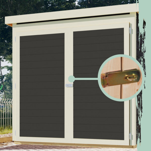 abri-a-velos-en-bois-gris-terre-46m-pour-4-velos-karibu (5) Abri à vélos en bois gris terre 4,6m² avec kit solaire - pour 4 vélos - Karibu