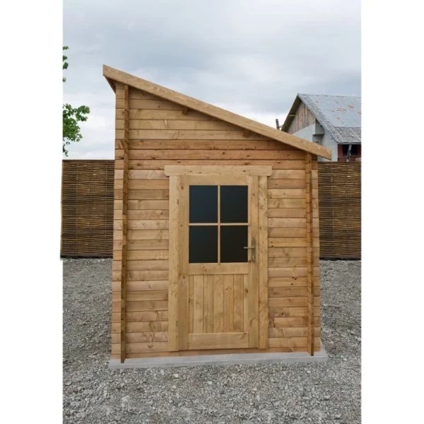 abri-adosse-596m-plus-madriers-28mm-traites-marron-gardy-shelter-1 Abri adossé 5,96m² PLUS madriers 28mm traités marron Gardy Shelter | Livraison rapide