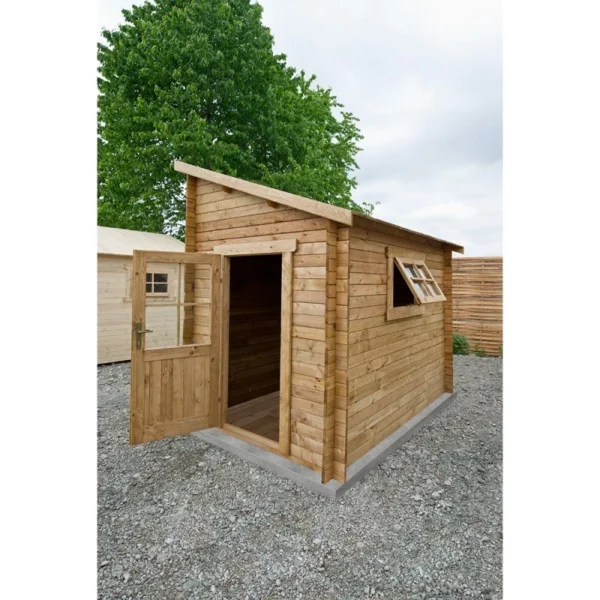 abri-adosse-596m-plus-madriers-28mm-traites-marron-gardy-shelter-2 Abri adossé 5,96m² PLUS madriers 28mm traités marron Gardy Shelter | Livraison rapide
