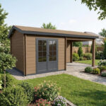 Abri de Jardin Composite Bois Vieilli 9 m² avec Terrasse 9 m² WoodLife Garden