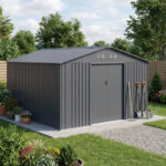 Abri de Jardin Métal 13 m² FIRST Anthracite avec Kit d'Ancrage X-METAL