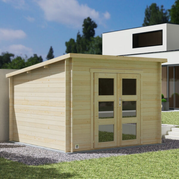 abri-de-jardin-monopente-en-bois-massif-89m-juno-modern-madriers-28mm-forest-style (2) Abri de Jardin Monopente en Bois Massif 8,9 m² JUNO Modern Madriers 28 mm Cerland