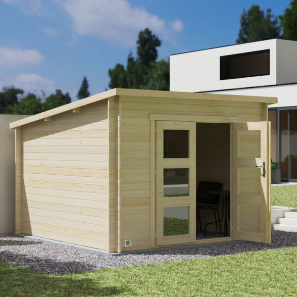 abri-de-jardin-monopente-en-bois-massif-89m-juno-modern-madriers-28mm-forest-style Abri de Jardin Monopente en Bois Massif 8,9 m² JUNO Modern Madriers 28 mm Cerland
