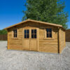 abri-en-bois-massif-198m-plus-28mm-traite-teinte-marron-gardy-shelter Abri en bois massif 19,8m² PLUS 28mm traité teinté marron Gardy Shelter