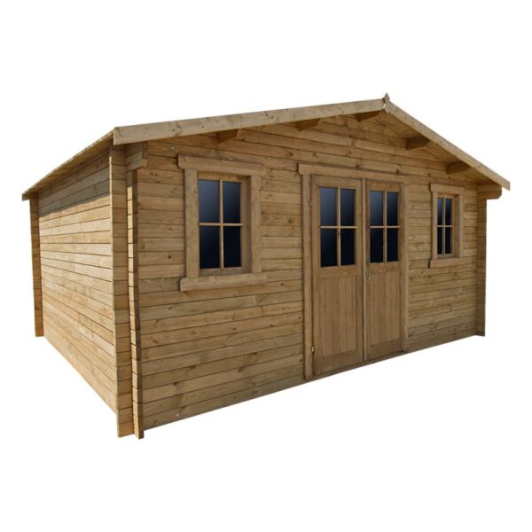 abri-en-bois-massif-198m-plus-28mm-traite-teinte-marron-gardy-shelter (2) Abri en bois massif 19,8m² PLUS 28mm traité teinté marron Gardy Shelter