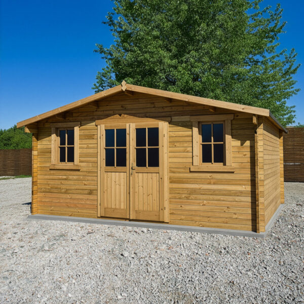 abri-en-bois-massif-198m-plus-28mm-traite-teinte-marron-gardy-shelter Abri en bois massif 19,8m² PLUS 28mm traité teinté marron Gardy Shelter