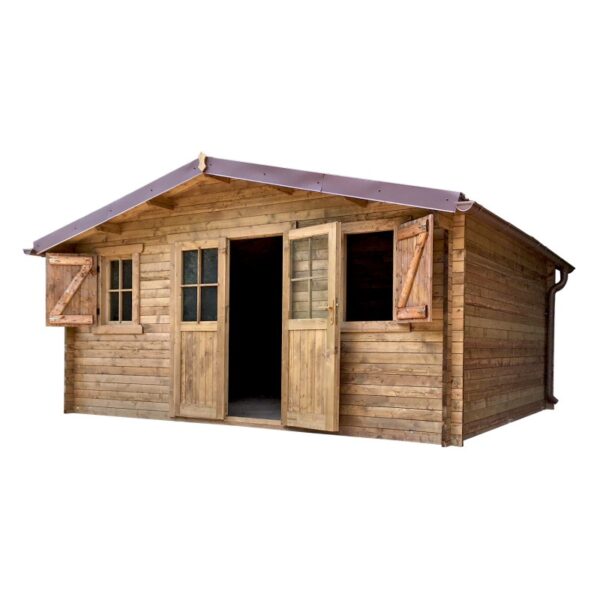 abri-en-bois-massif-198m-plus-40mm-traite-teinte-marron-gardy-shelter (19) Abri en bois massif 19,8m² PLUS 40mm traité teinté marron Gardy Shelter | Livraison rapide