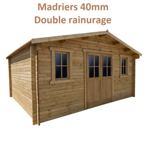 abri-en-bois-massif-198m-plus-40mm-traite-teinte-marron-gardy-shelter (4) Abri en bois massif 19,8m² PLUS 40mm traité teinté marron Gardy Shelter | Livraison rapide