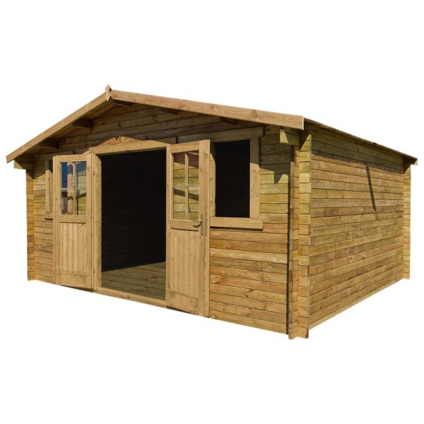abri-en-bois-massif-198m-plus-40mm-traite-teinte-marron-gardy-shelter (9) Abri en bois massif 19,8m² PLUS 40mm traité teinté marron Gardy Shelter | Livraison rapide