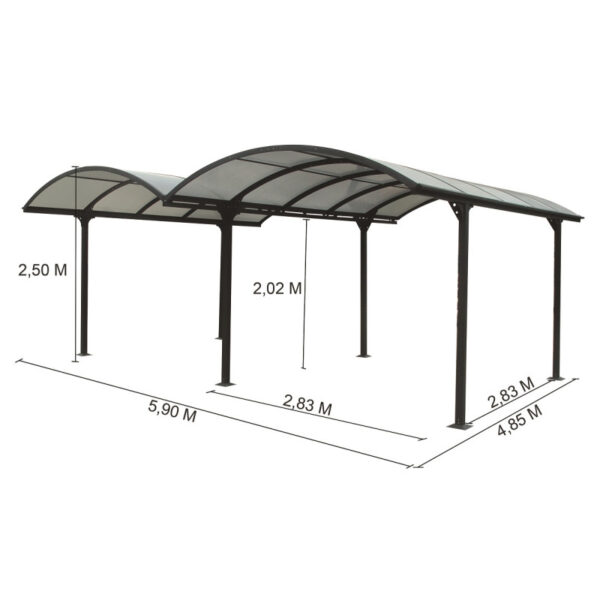 carport-2-voitures-en-aluminium-et-polycarbonate-6mm-anti-uv (5) Carport 2 voitures en aluminium et polycarbonate 6mm ANTI-UV - Habrita