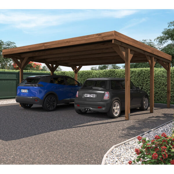 carport-double-307m-en-bois-autoclave-marron-victor-forest-style Carport Double 30,7 m² en Bois Autoclave Marron Victor Forest Style