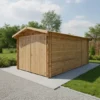 edeac409cb7d483ab947adc459c0ae80 Abri cloisonné en bois 15m² MODERNE traité marron 40mm Gardy Shelter | Livraison rapide