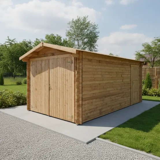 edeac409cb7d483ab947adc459c0ae80 Abri cloisonné en bois 15m² MODERNE traité marron 40mm Gardy Shelter | Livraison rapide