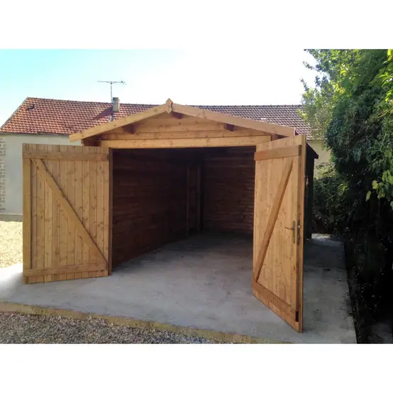 f6bd4e803e6f4db69f0df155bc68994d Abri cloisonné en bois 15m² MODERNE traité marron 40mm Gardy Shelter | Livraison rapide