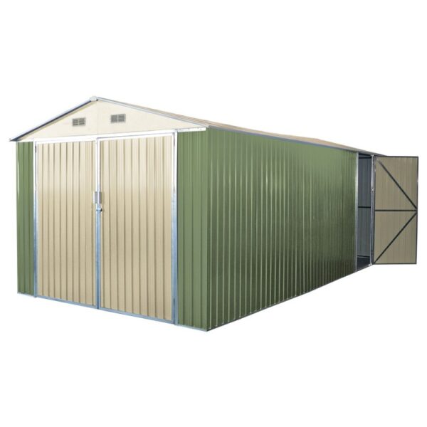 garage-double-portes-vert-pale-et-creme-18m-kit-d-ancrage-x-metal (10) Garage Métallique 18 m² Double Portes Vert Pâle et Crème avec Kit d'Ancrage X-METAL
