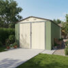garage-double-portes-vert-pale-et-creme-18m-kit-d-ancrage-x-metal Garage Métallique 18 m² Double Portes Vert Pâle et Crème avec Kit d'Ancrage X-METAL