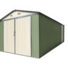 garage-double-portes-vert-pale-et-creme-18m-kit-d-ancrage-x-metal (2) Garage Métallique 18 m² Double Portes Vert Pâle et Crème avec Kit d'Ancrage X-METAL
