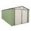 garage-double-portes-vert-pale-et-creme-18m-kit-d-ancrage-x-metal (3) Garage Métallique 18 m² Double Portes Vert Pâle et Crème avec Kit d'Ancrage X-METAL