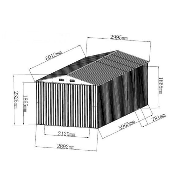 garage-double-portes-vert-pale-et-creme-18m-kit-d-ancrage-x-metal (4) Garage Métallique 18 m² Double Portes Vert Pâle et Crème avec Kit d'Ancrage X-METAL