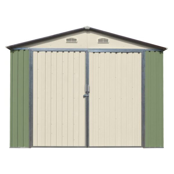 garage-double-portes-vert-pale-et-creme-18m-kit-d-ancrage-x-metal (7) Garage Métallique 18 m² Double Portes Vert Pâle et Crème avec Kit d'Ancrage X-METAL