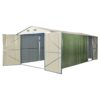 garage-double-portes-vert-pale-et-creme-18m-kit-d-ancrage-x-metal (8) Garage Métallique 18 m² Double Portes Vert Pâle et Crème avec Kit d'Ancrage X-METAL