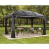 Pergola 3x4m Moreno alu anthracite et toit en acier galvanisé - SOJAG