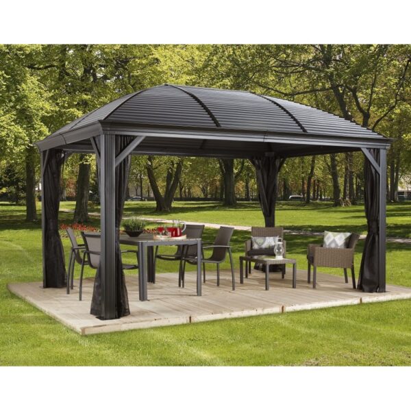 Pergola 3x4m Moreno alu anthracite et toit en acier galvanisé - SOJAG