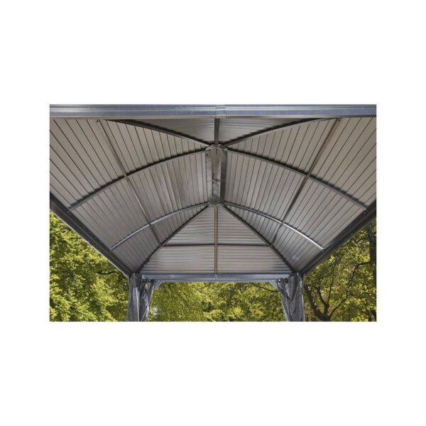 Pergola 3x4m Moreno alu anthracite et toit en acier galvanisé - SOJAG