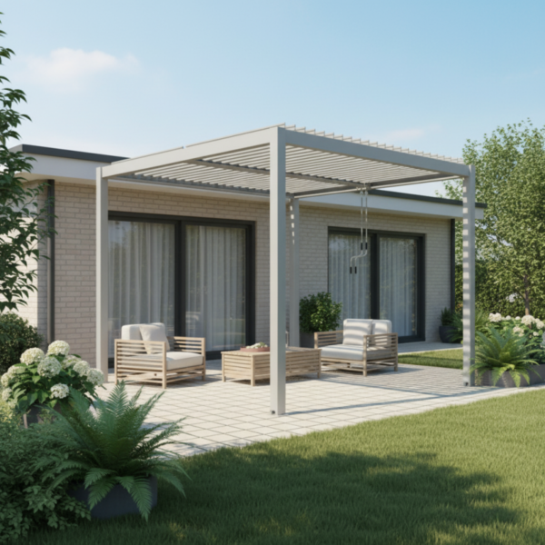 pergola-bioclimatique-autoportante-en-aluminium-gris-clair-3x3m-x-metal (1) Pergola bioclimatique autoportante en aluminium gris clair 3x3m - X-METAL