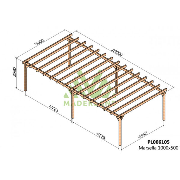 pergola-en-bois-lamelle-colle-1000x500cm-marsella-maderland Pergola en bois lamellé-collé 1000x500cm MARSEILLE – Maderland | Livraison rapide