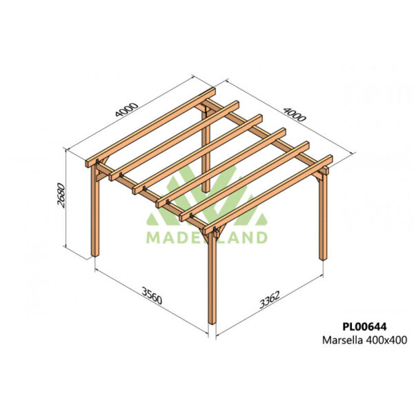 pergola-en-bois-lamelle-colle-400x400cm-marsella-maderland Pergola en bois lamellé-collé 400x400cm MARSEILLE – Maderland | Livraison rapide
