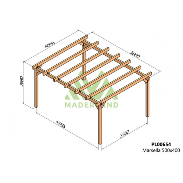 pergola-en-bois-lamelle-colle-500x400cm-marsella-maderland Pergola en bois lamellé-collé 800x400cm MARSEILLE – Maderland | Livraison rapide